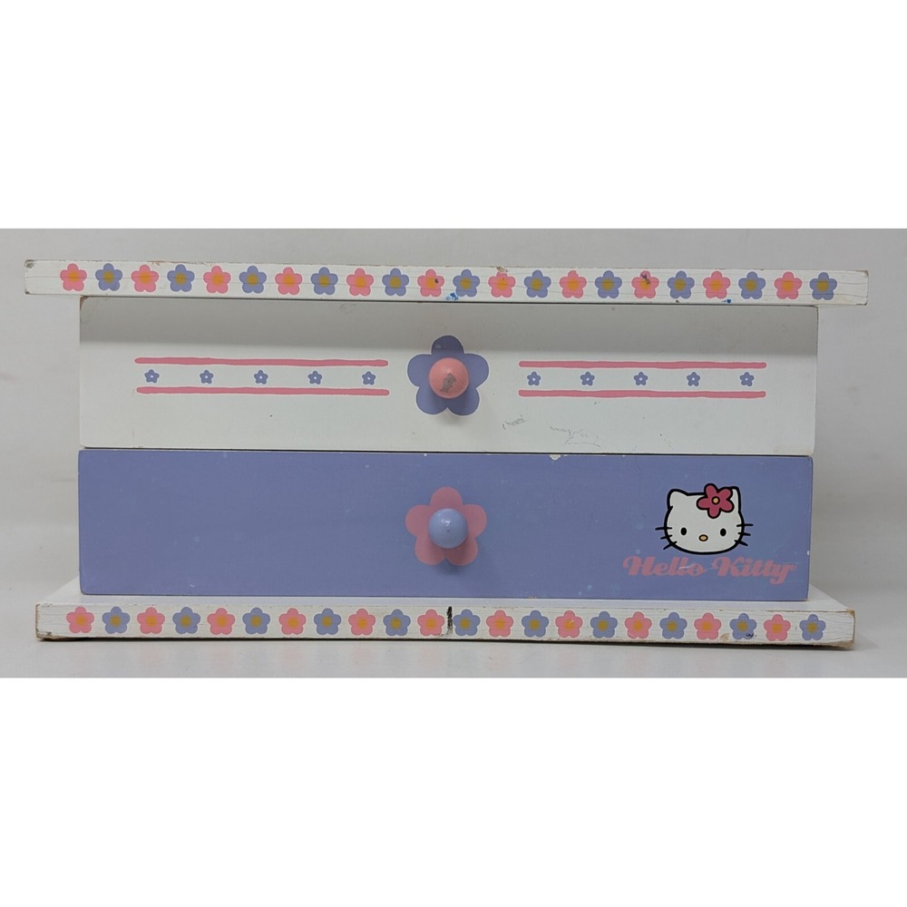 Vintage HELLO KITTY Jewelry Box Organizer Wooden Trinket Box‎ SANRIO Y2K 2000